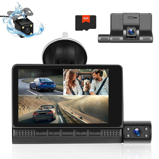 Cámara de Vehículo / 3 Cámaras Full HD / Cámara Delantera, Trasera y de Interior de tu Vehículo / Graba en Tiempo Real